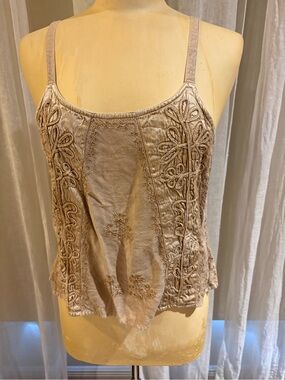 Embroidered Beige/Tan Women's Camisole Tank
